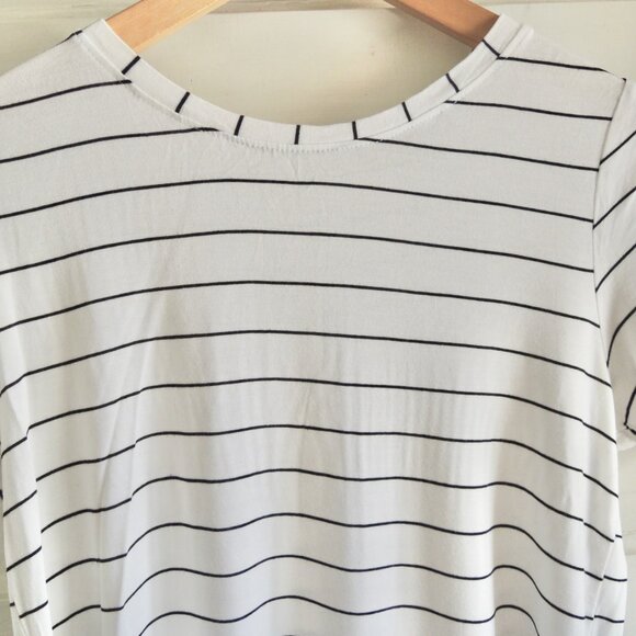 Halogen White & Black Stripe High Low Knit  Top S - Picture 3 of 8